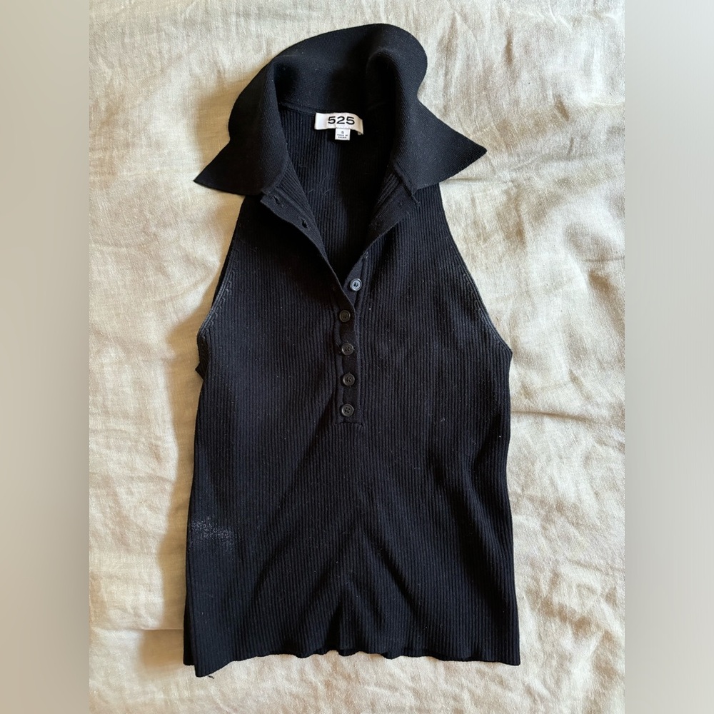 Black Collared Halter Top - Size S